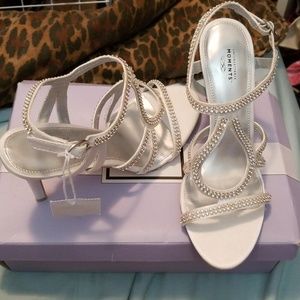 White Jewel Strapped Heels